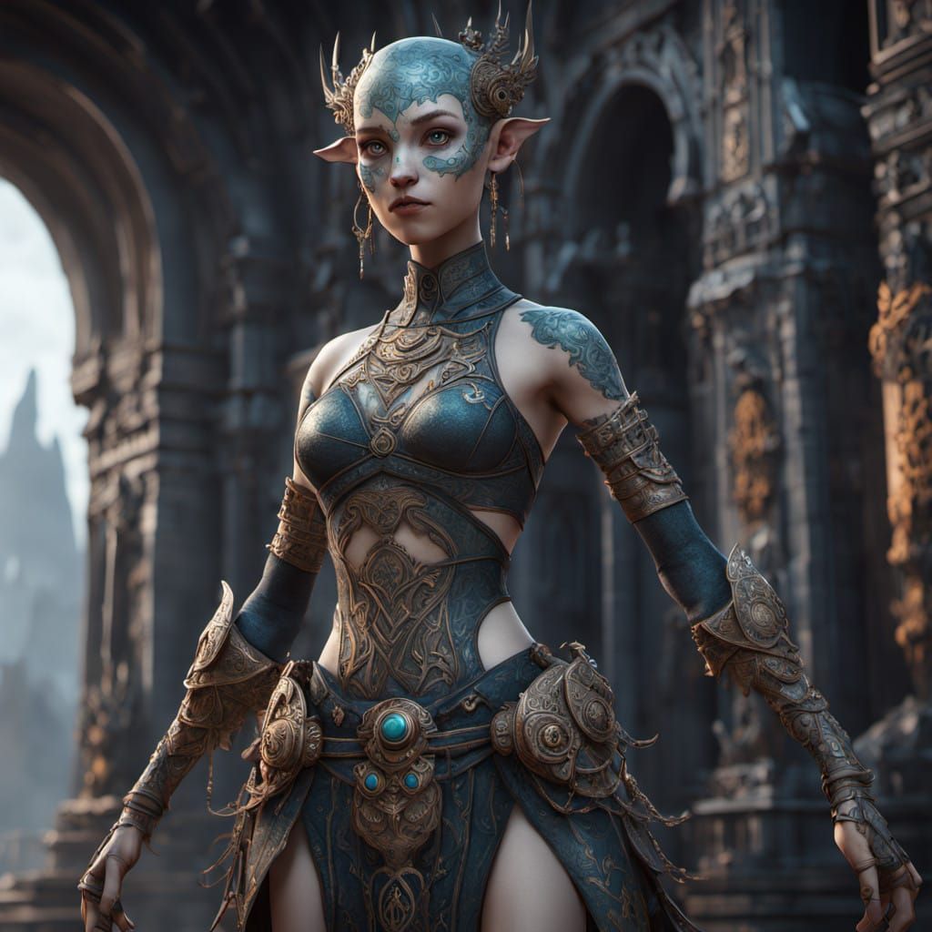 Anime-Inspired 3D Woman in Intricate Lingerie