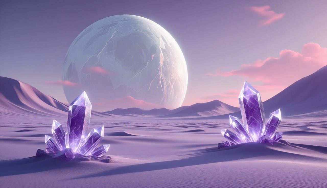 Surreal Lavender Desert with Gas Giant