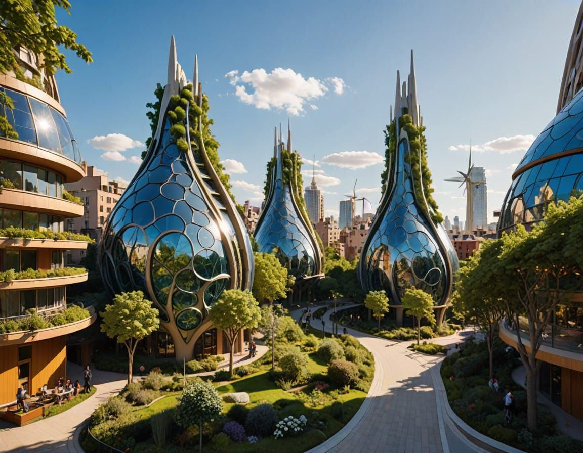Sustainable Eco-Utopia Cityscape in Vibrant, Futuristic Styl...