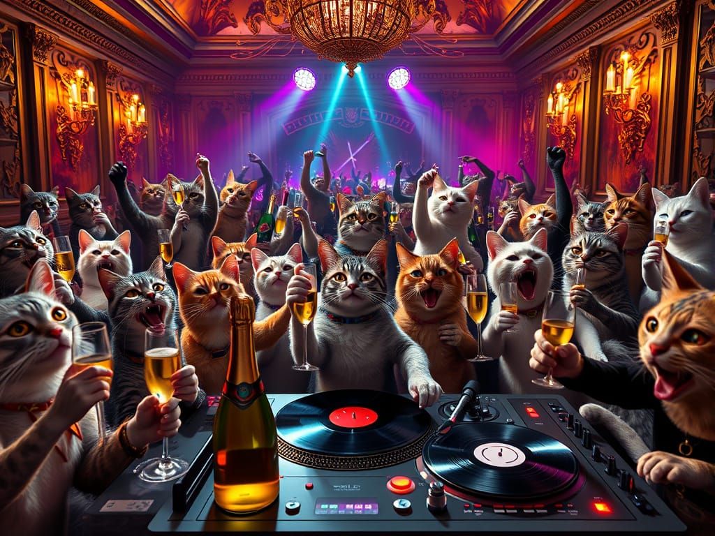 Opulent Mansion Party With Hundreds of Cats