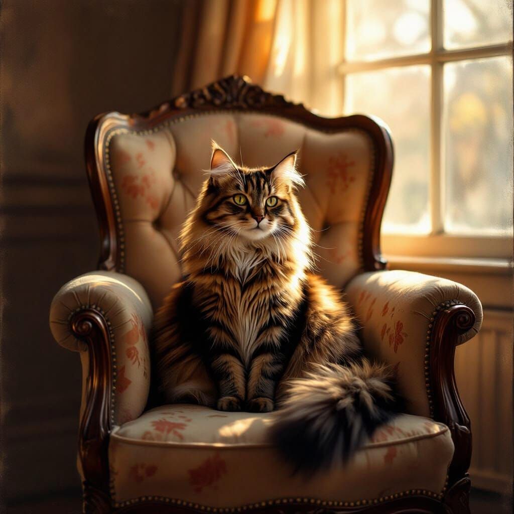 Majestic Cat in Golden Hour Light