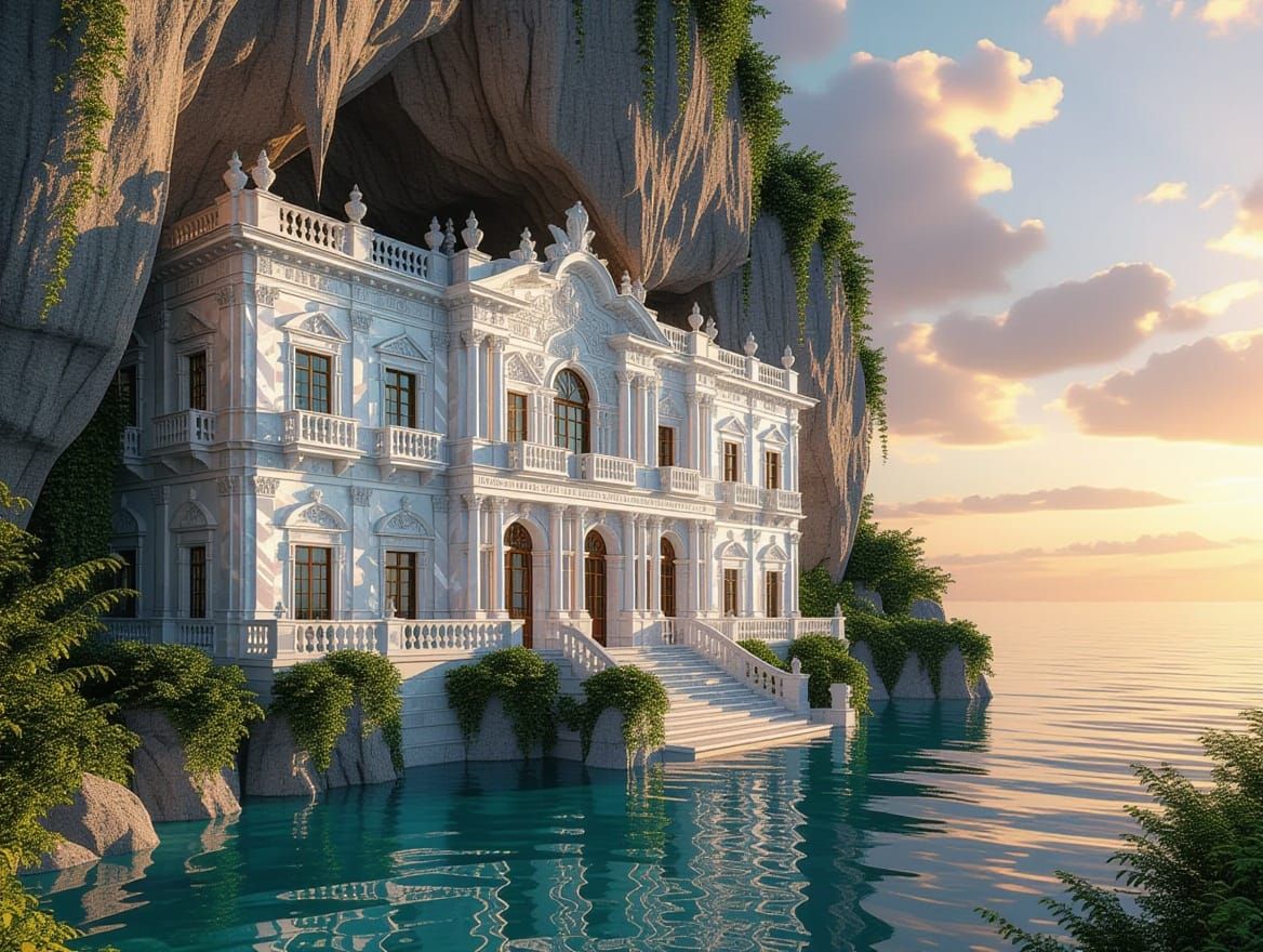 Majestic Baroque Palace Reclaimed by Nature in Iridescent Hu...