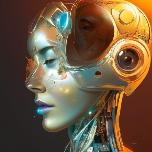 Robot Portrait Displaying Love in Hyperdetailed Digital Art