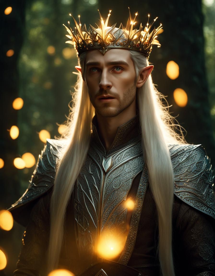 Melancholy Elf King in Magical Forest