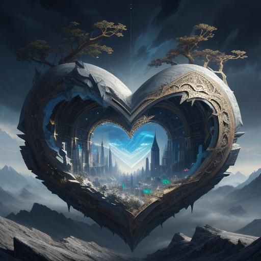 Dramatic Crystal Heart Digital Matte Painting