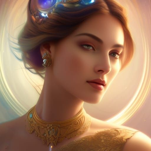 Goddess of Time and Space in Hyperrealistic Style