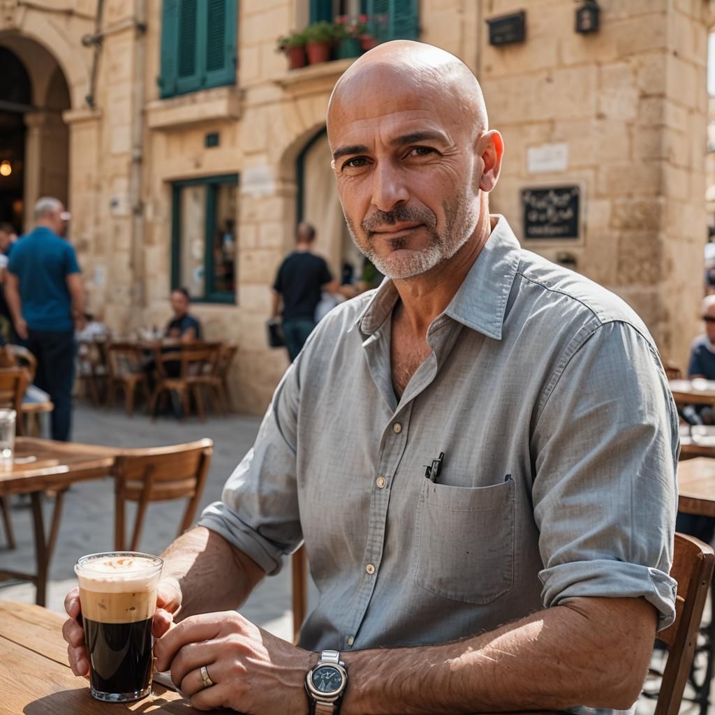 Fit Man at Cafe in Valletta, Malta