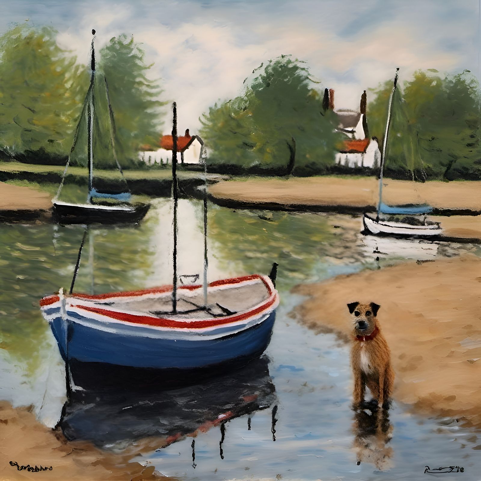 Refined Dog Portrait in Painterly Style