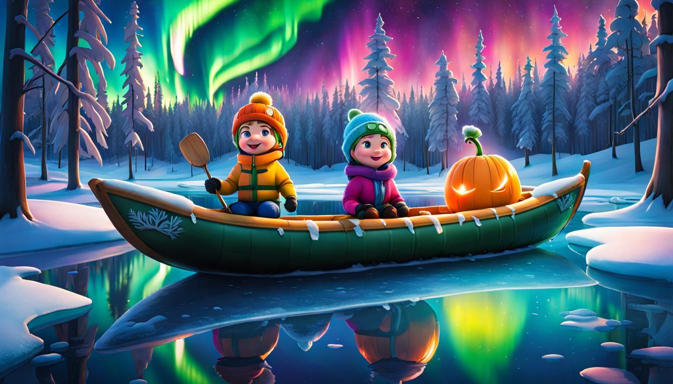Chibi Fruits' Arctic Adventure Under Northern Lights