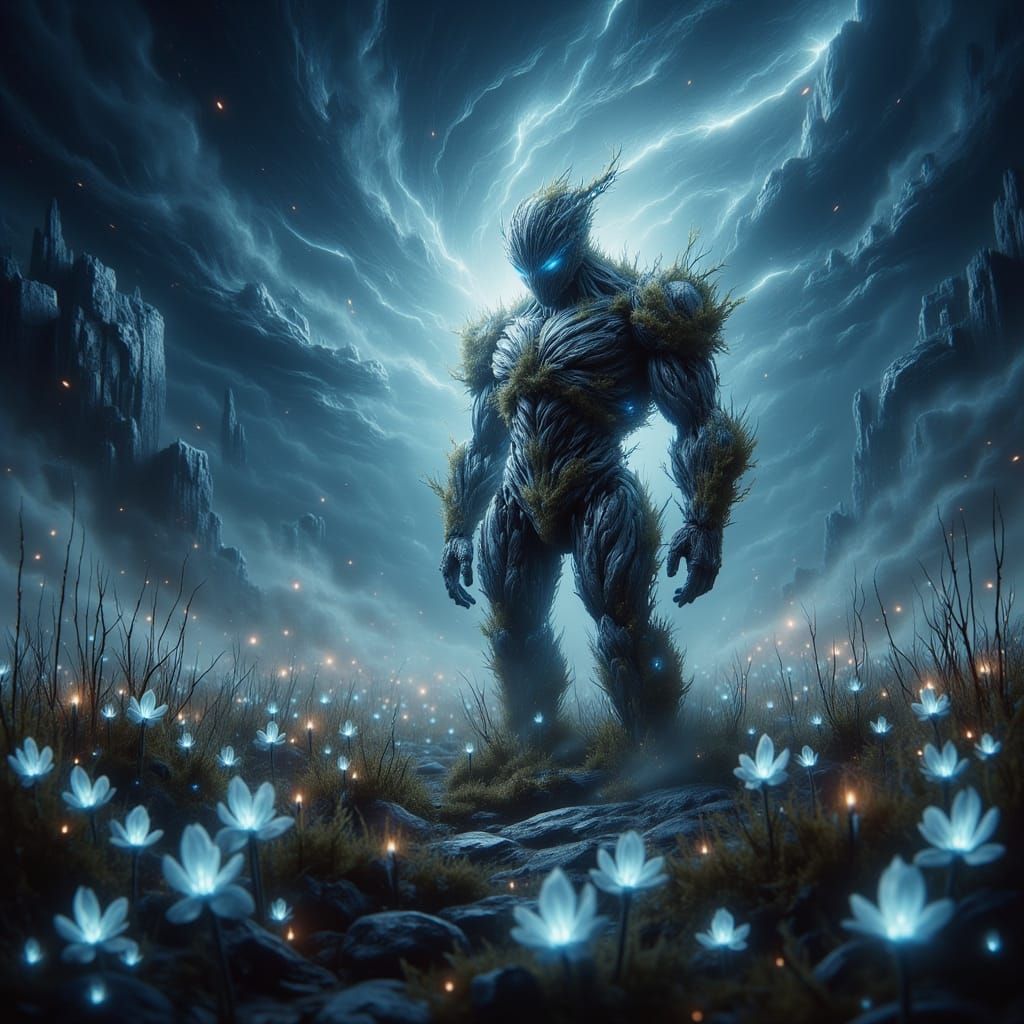 Melancholic Sci-Fi Robot in Nebula Sky