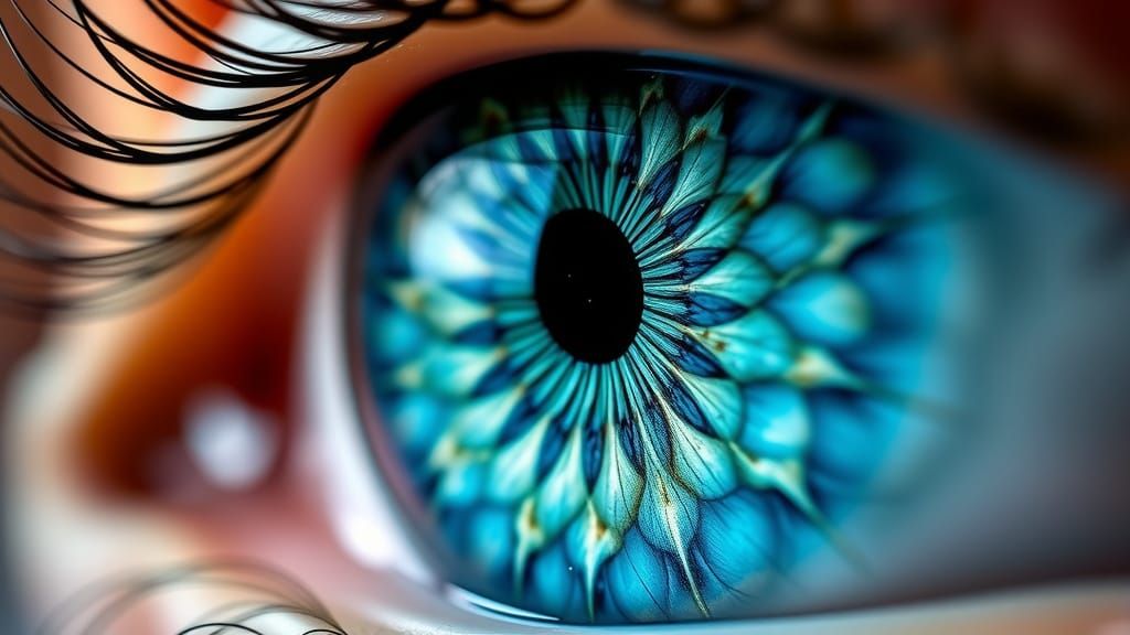 Hyper-Realistic Iris in Cosmic Blues