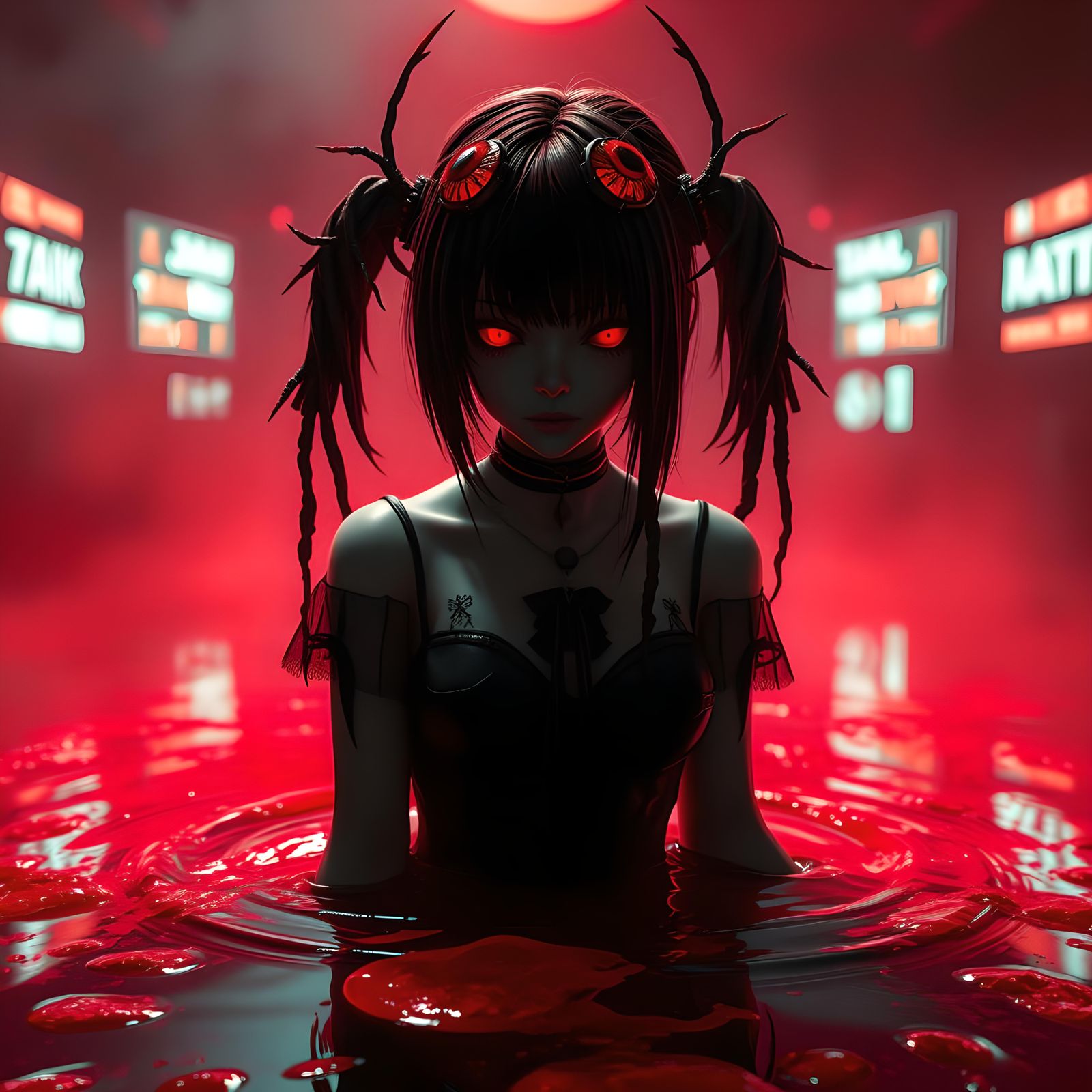 Manga Style Psych Girl in Blood Pool