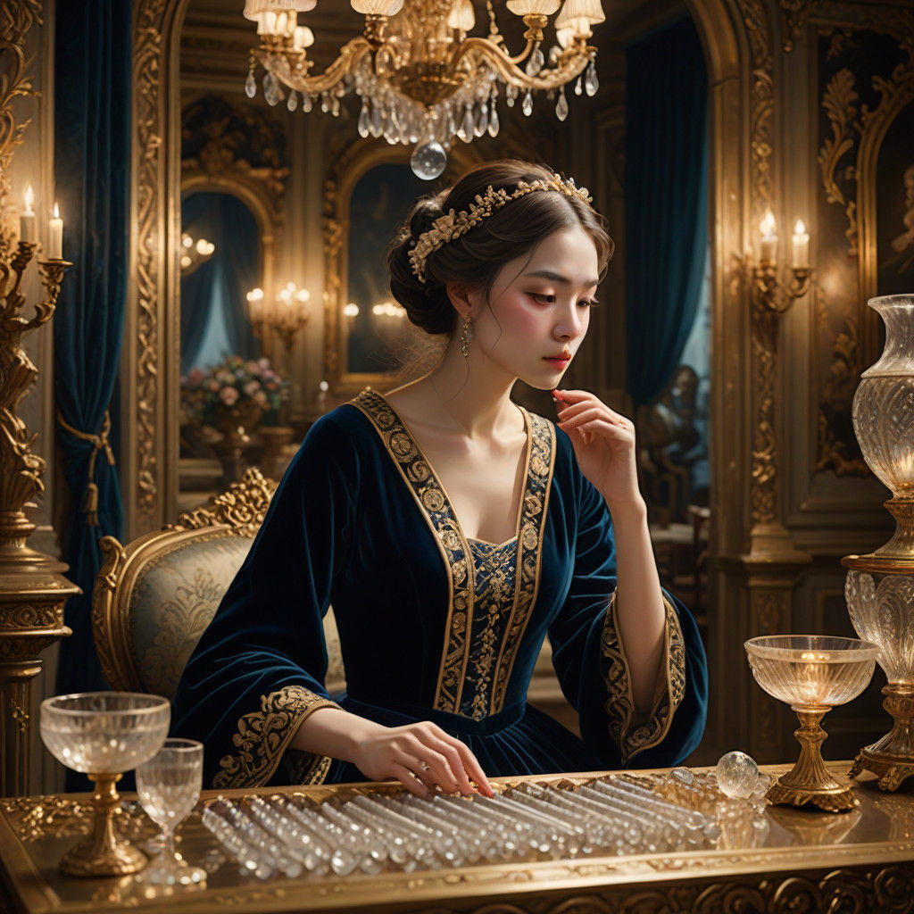 Ethereal Glass Harmonica Virtuoso in Velvet Opulence