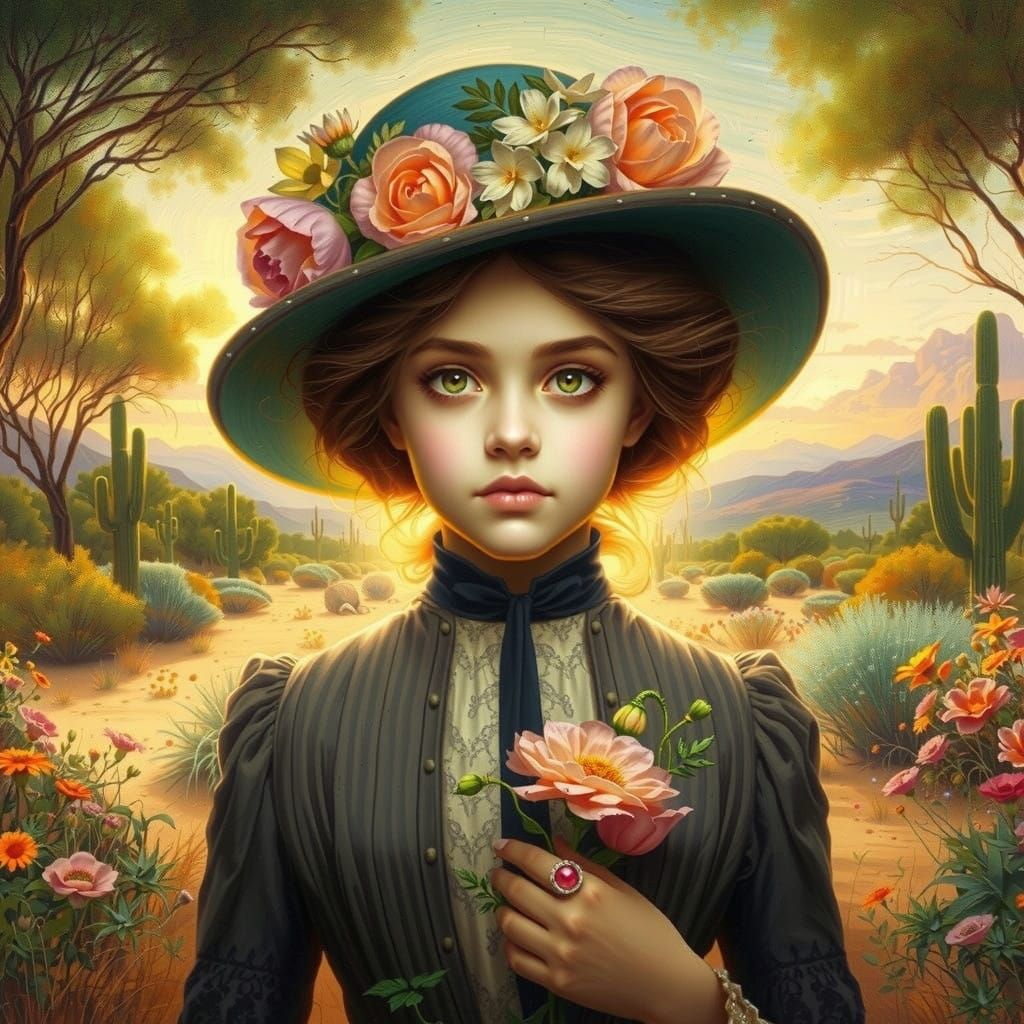 Ethereal Desert Siren in Vintage Attire