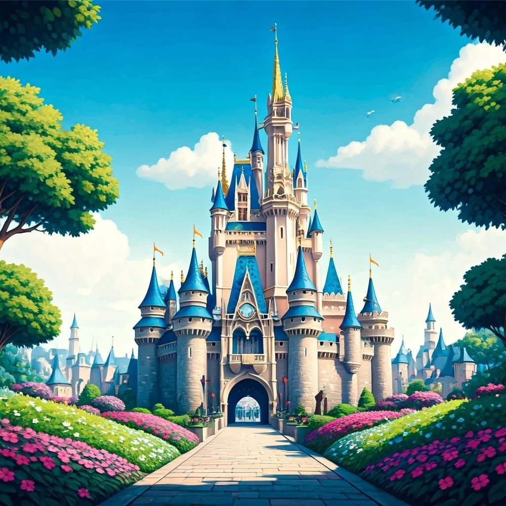 Ghibli-Style Castle Inspired by Disney Logo