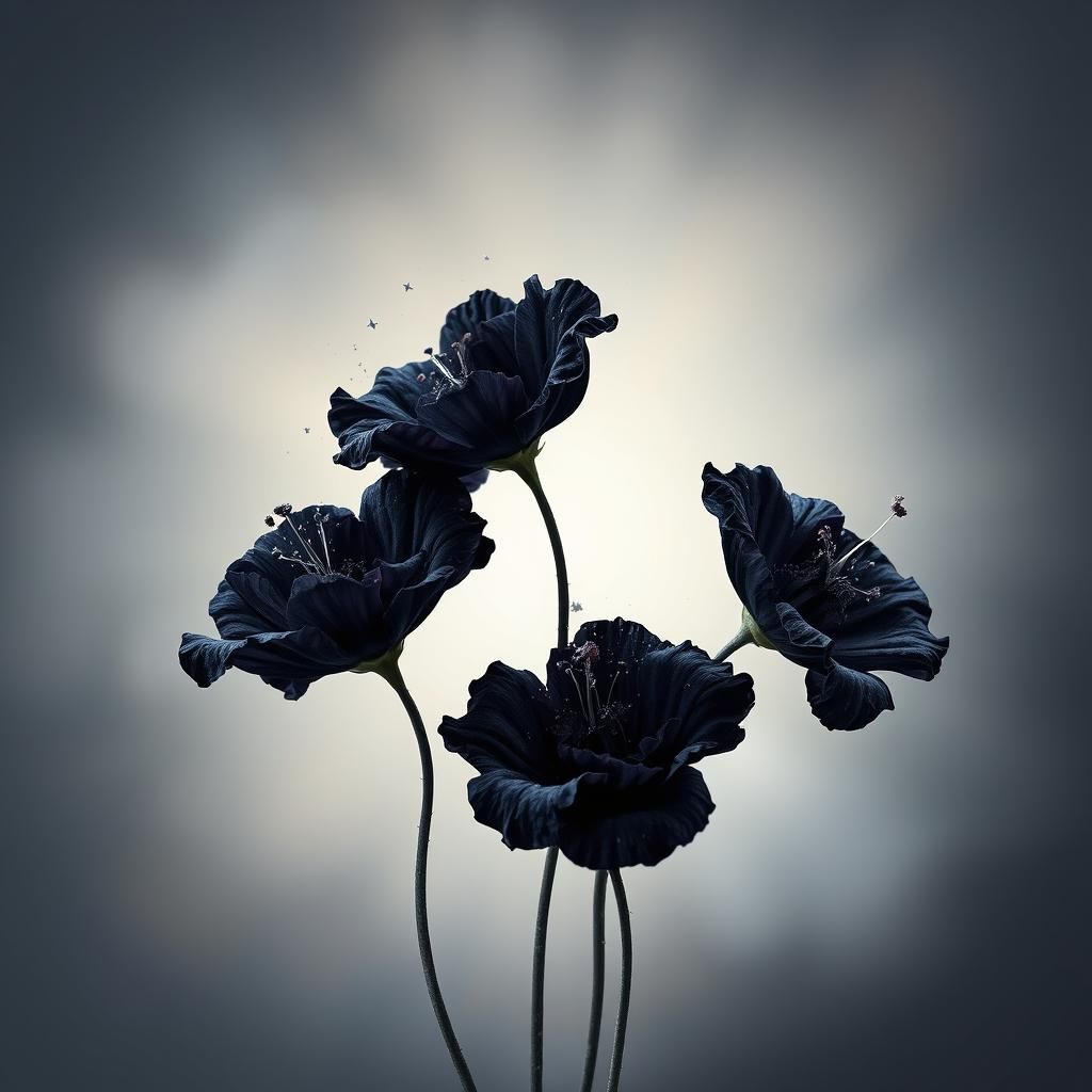 Dark Velvet Flowers with Shimmering Accents