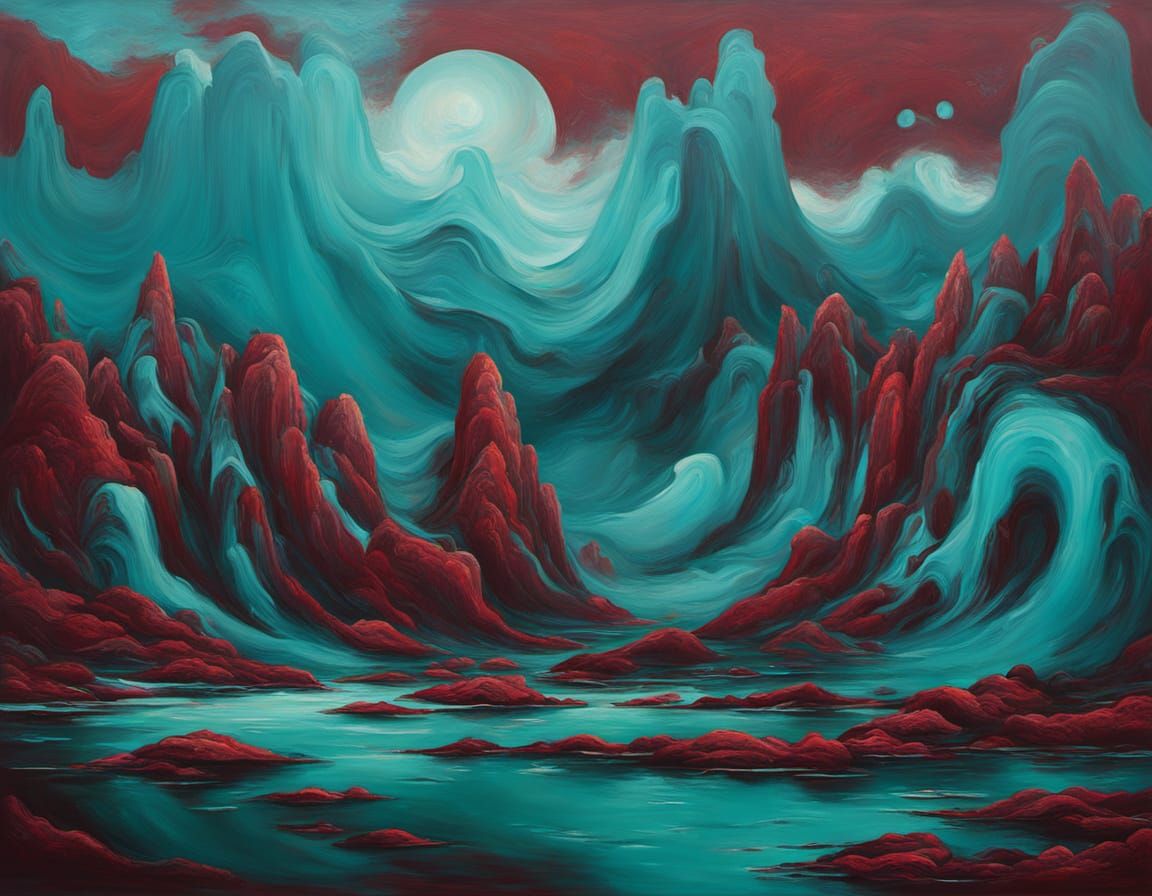 Lucid Turquoise Supreme Abstract Surrealism Painting