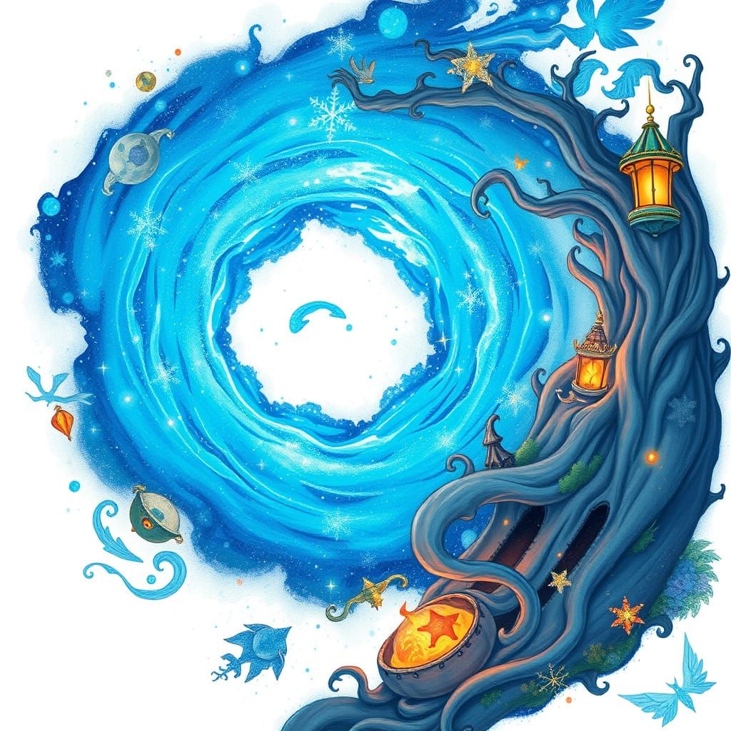 Blue Magic Swirl with Fantasy Elements