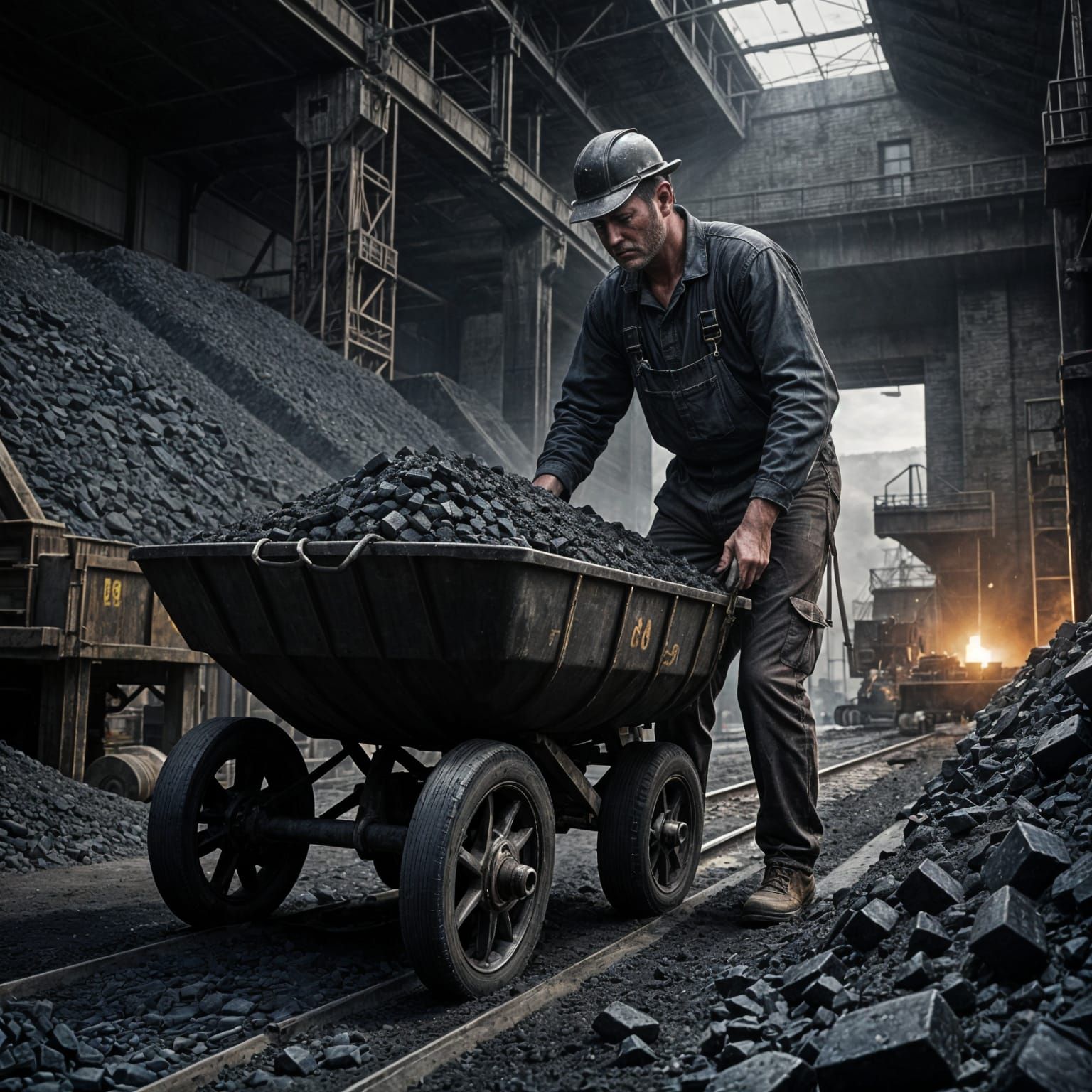 Monochrome Coal Mountain: Sixteen Tons of Toil