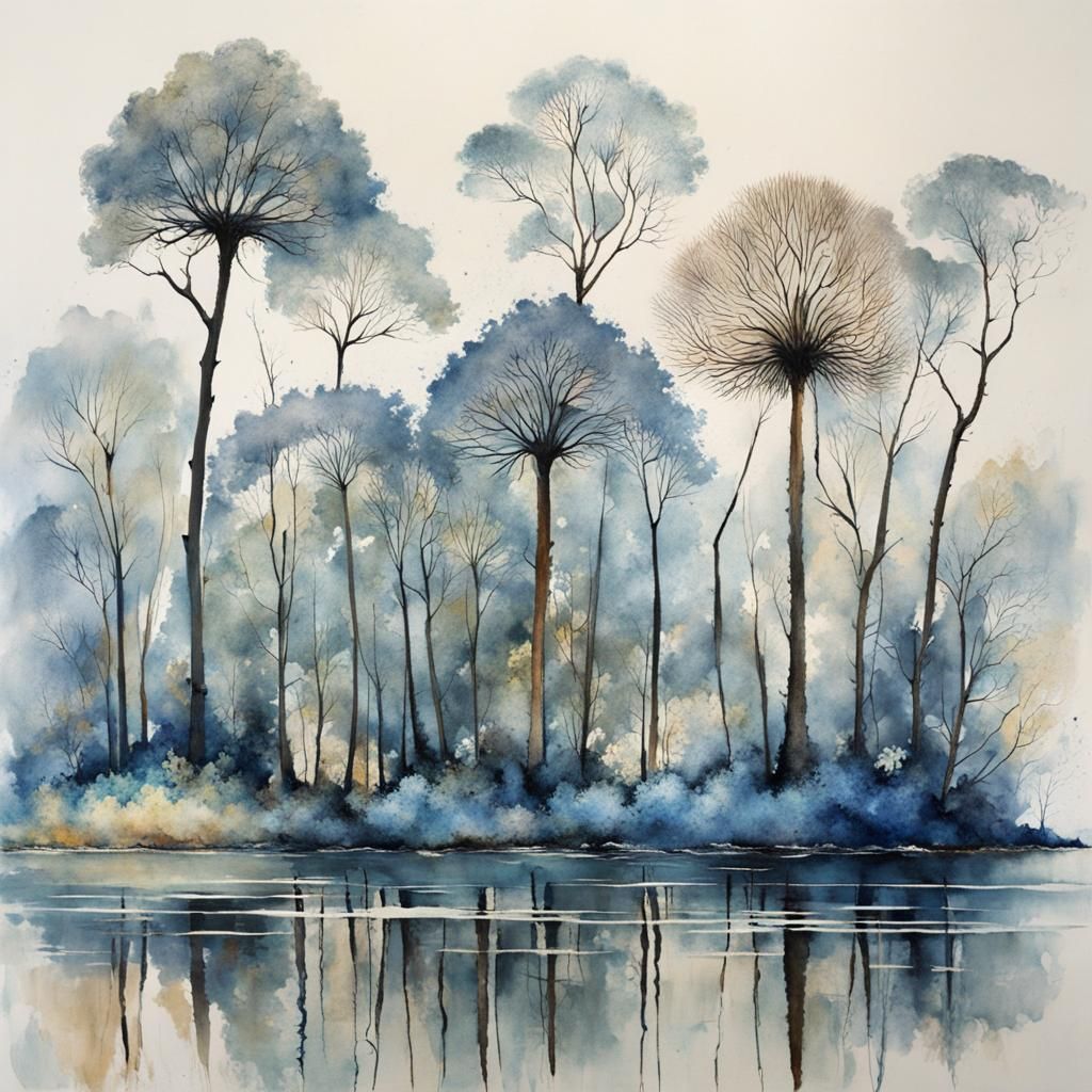 Delicate Water Reflections in Art Brut Style