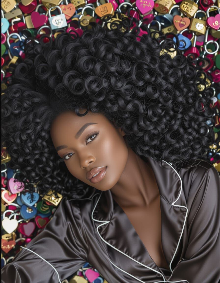 Photo-Realistic Portrait of Black Woman with Curly Hair