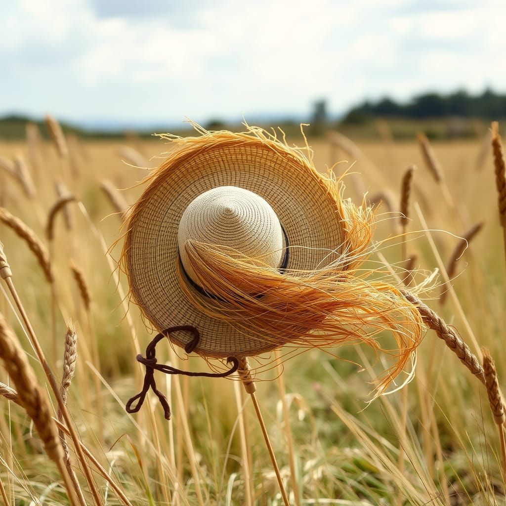 Straw Hat Tumbling in the Wind