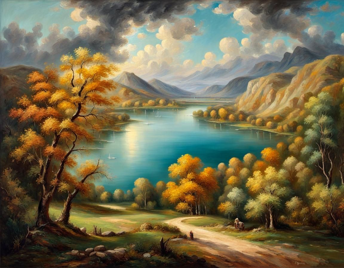 Lake Endine in Romantic Landscape Style