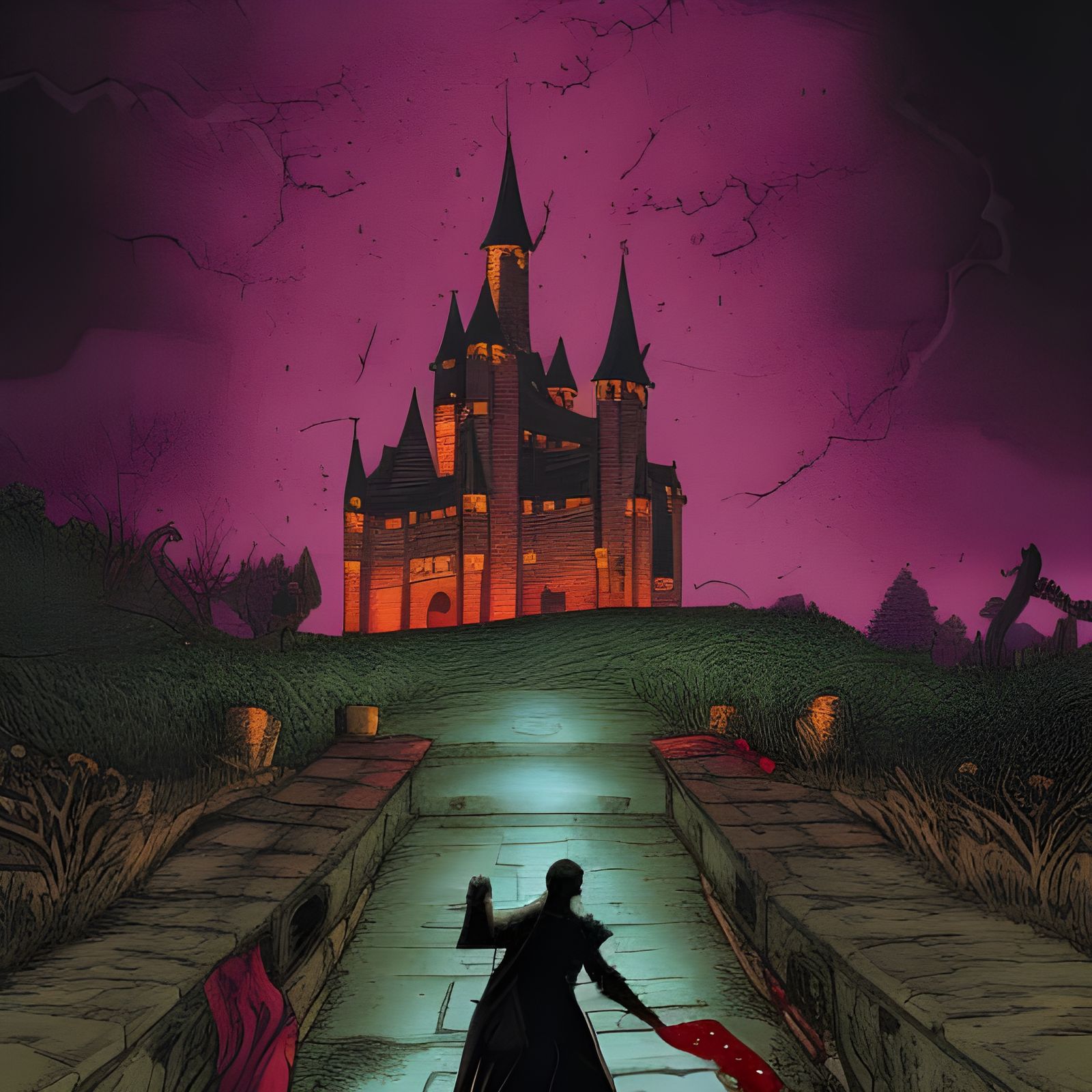 Blood Rain on Castle: Comic Book Art Style