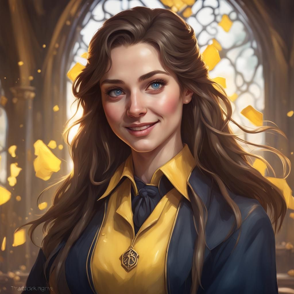 Hufflepuff Girl Portrait in Art Nouveau Style