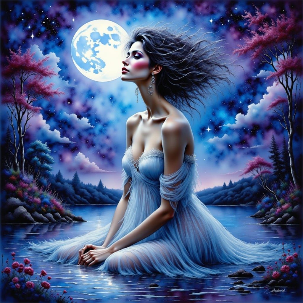 Goddess of Celestial Dreams in Starlight Gown