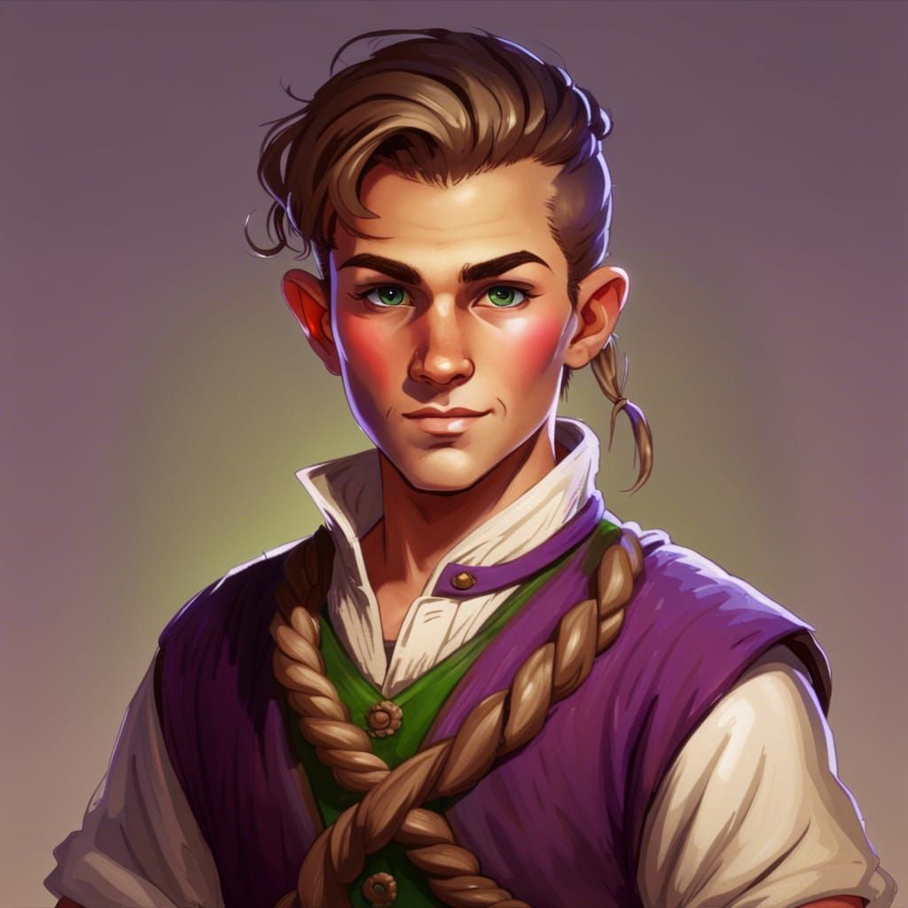 Halfling Bard Portrait in Hyperdetailed Digital Art Style