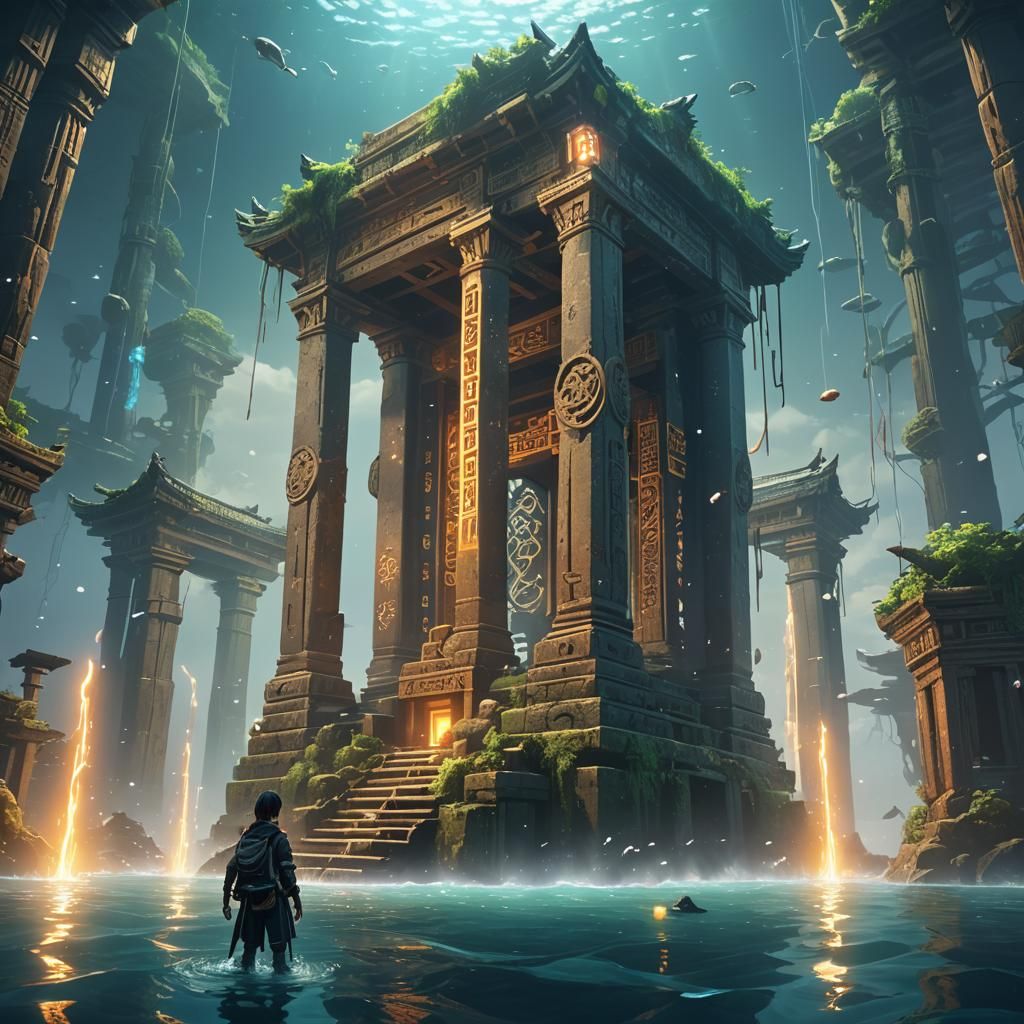 Anime Adventurer Discovers Sunken Temple in 3D Style