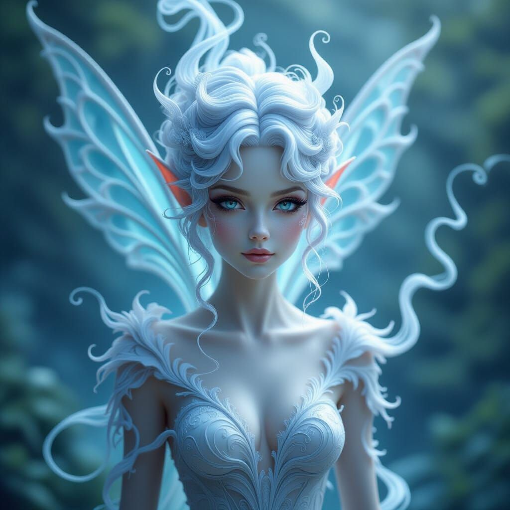 Ethereal Smoke Fairy in Fantastical Landscape