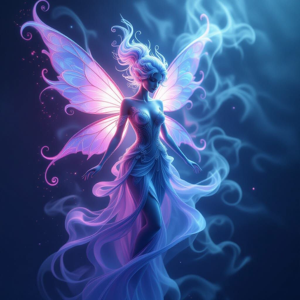 Mystical Smoke Fairy in Fantastical Art Style