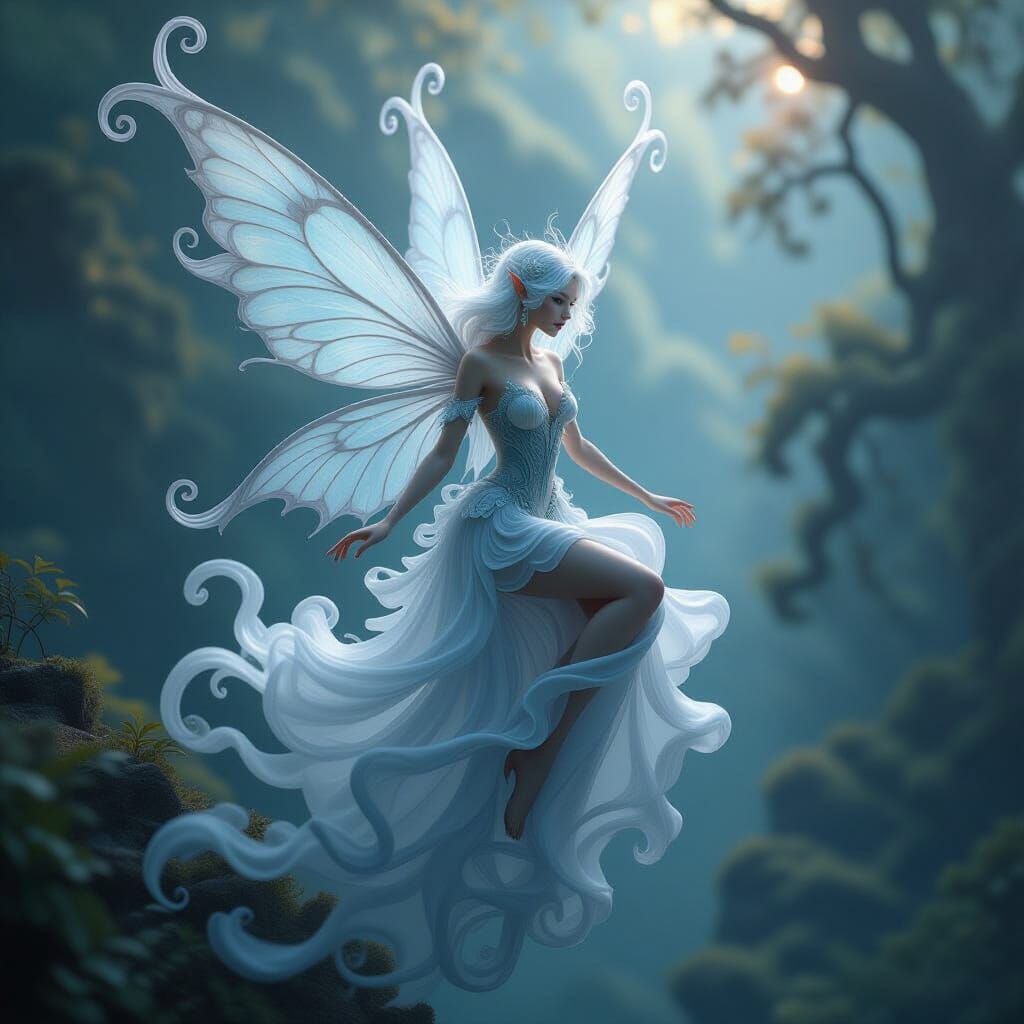 Intricate Smoke Fairy in Rich, Fantastical Matte Painting St...
