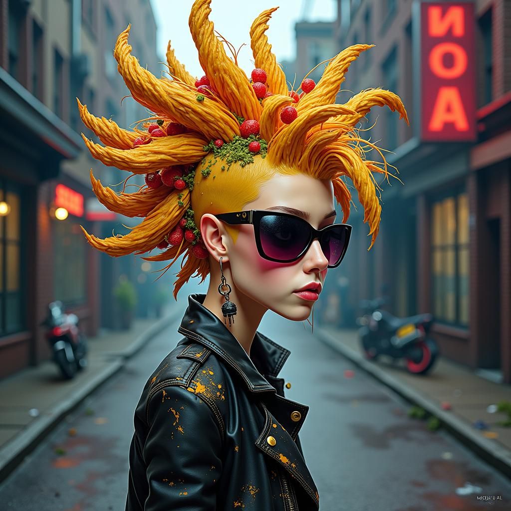 Taco Mohawk Punk Rocker in Street Art Style
