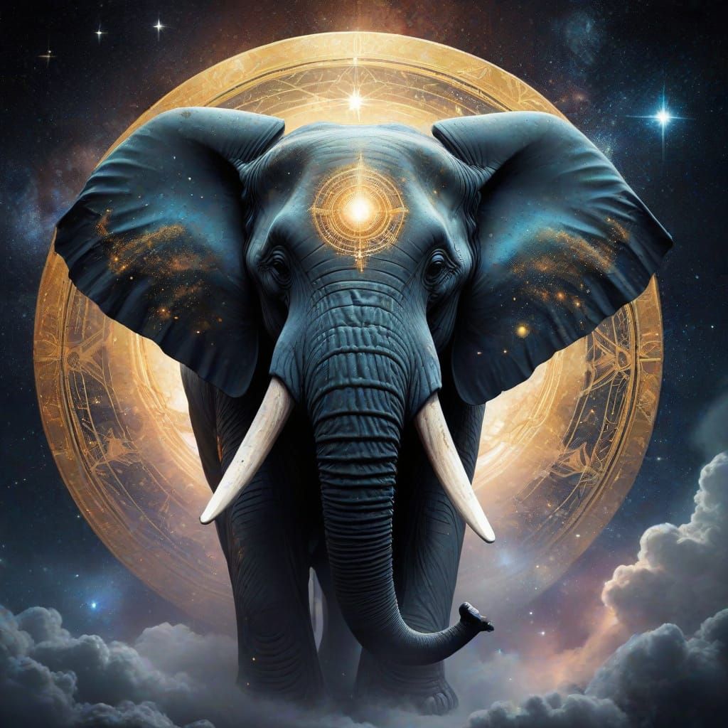 Ancient Cosmic Elephant in Swirling Nebula