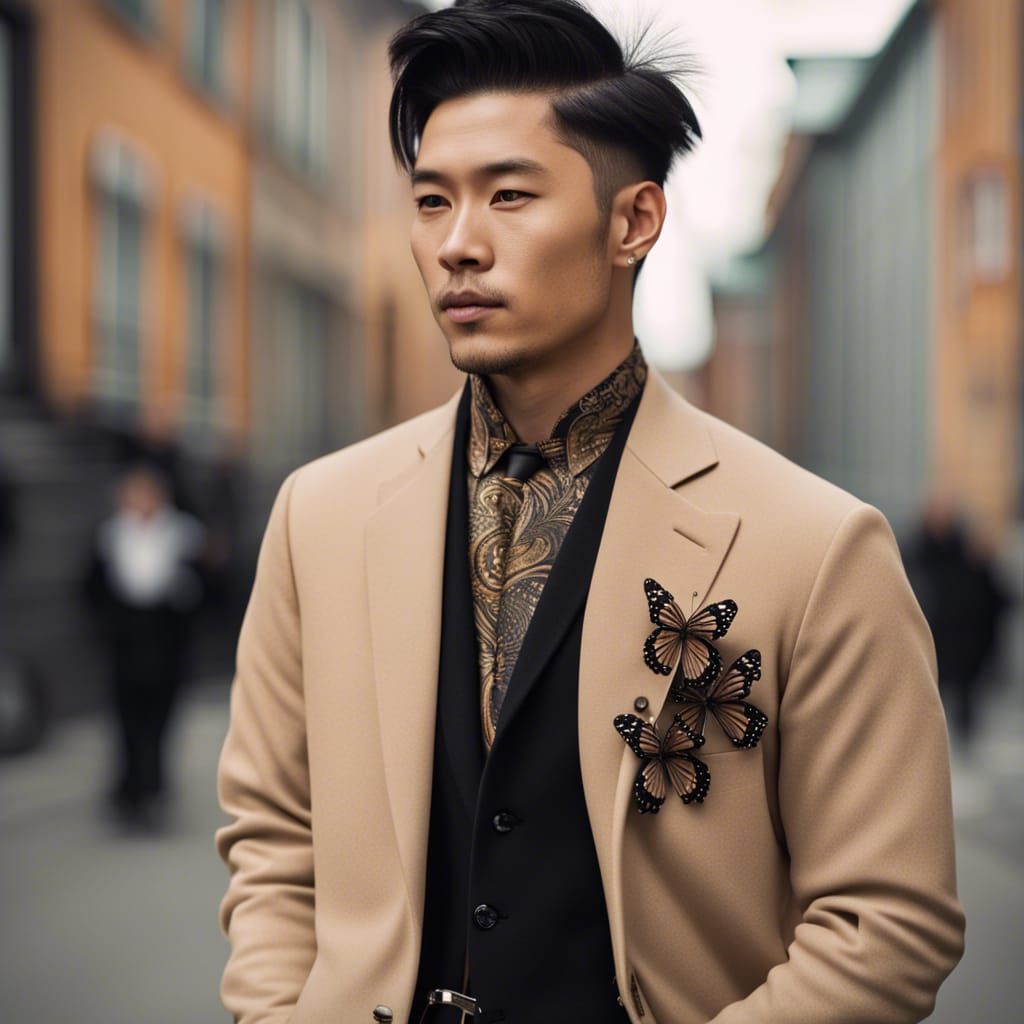 Attractive Asian Man with Iroquois Hairstyle