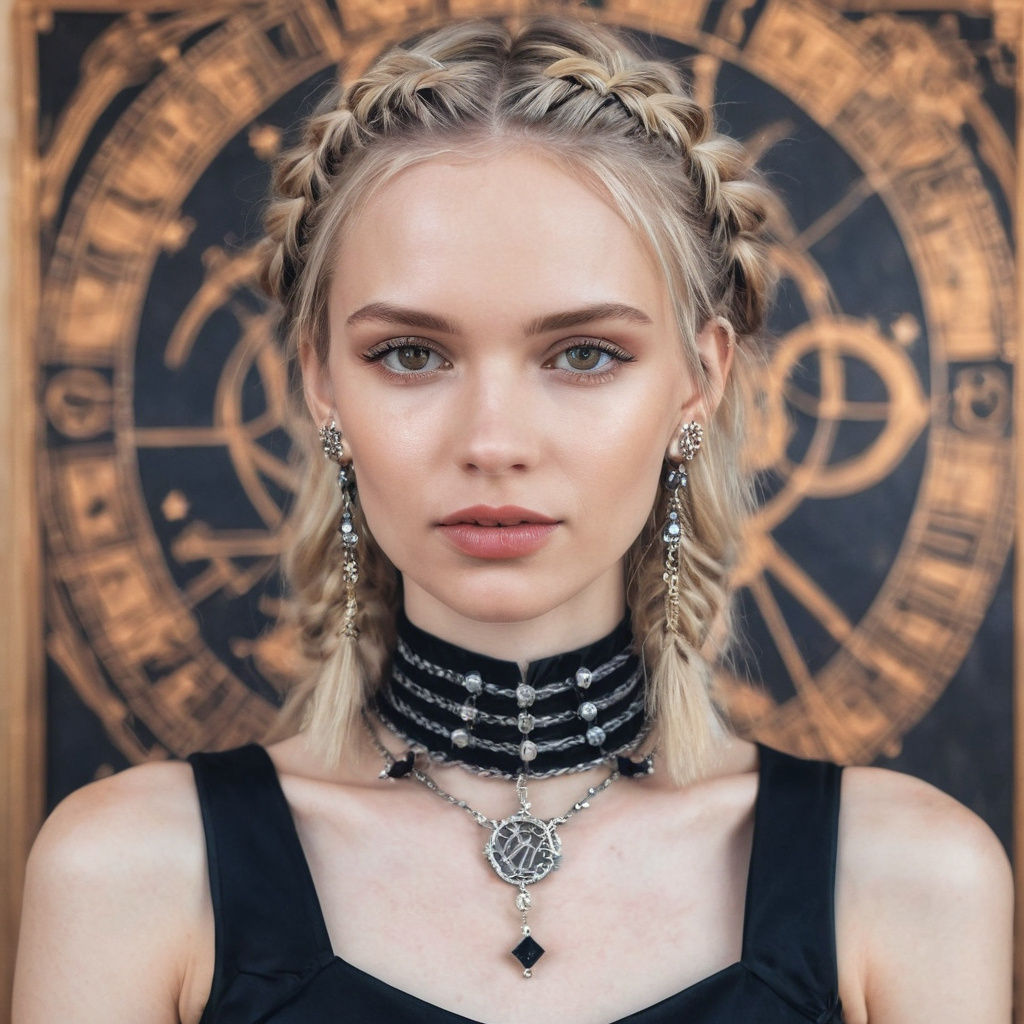 Blonde Numerologist in Cosmic Corset Dress