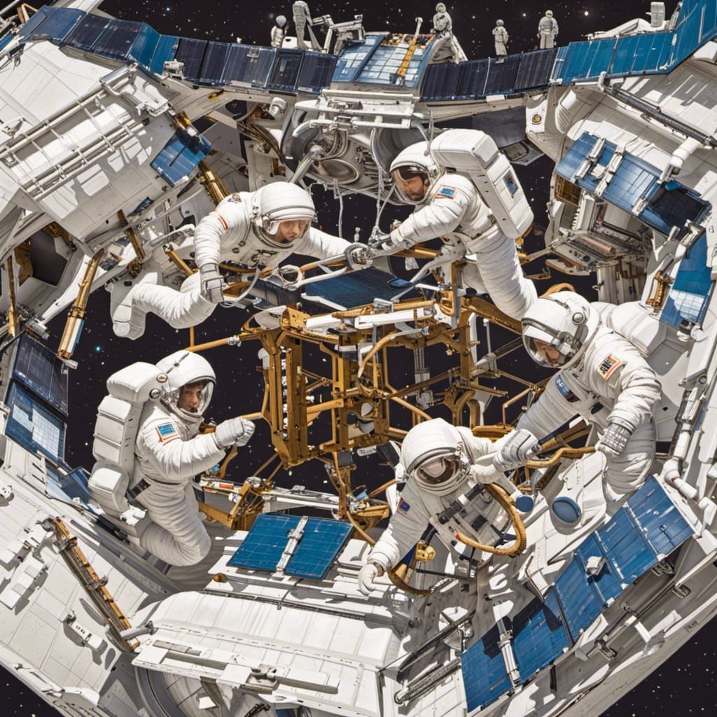 Astronauts Constructing a Space Station