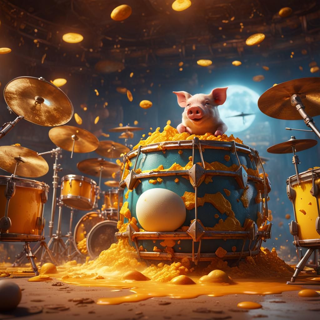 Egg Drummer and Nacho Cheese Pig: Fantasy Art