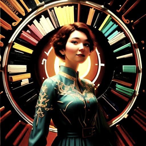 Ginger Woman in Crimson Dress, Baroque Portrait