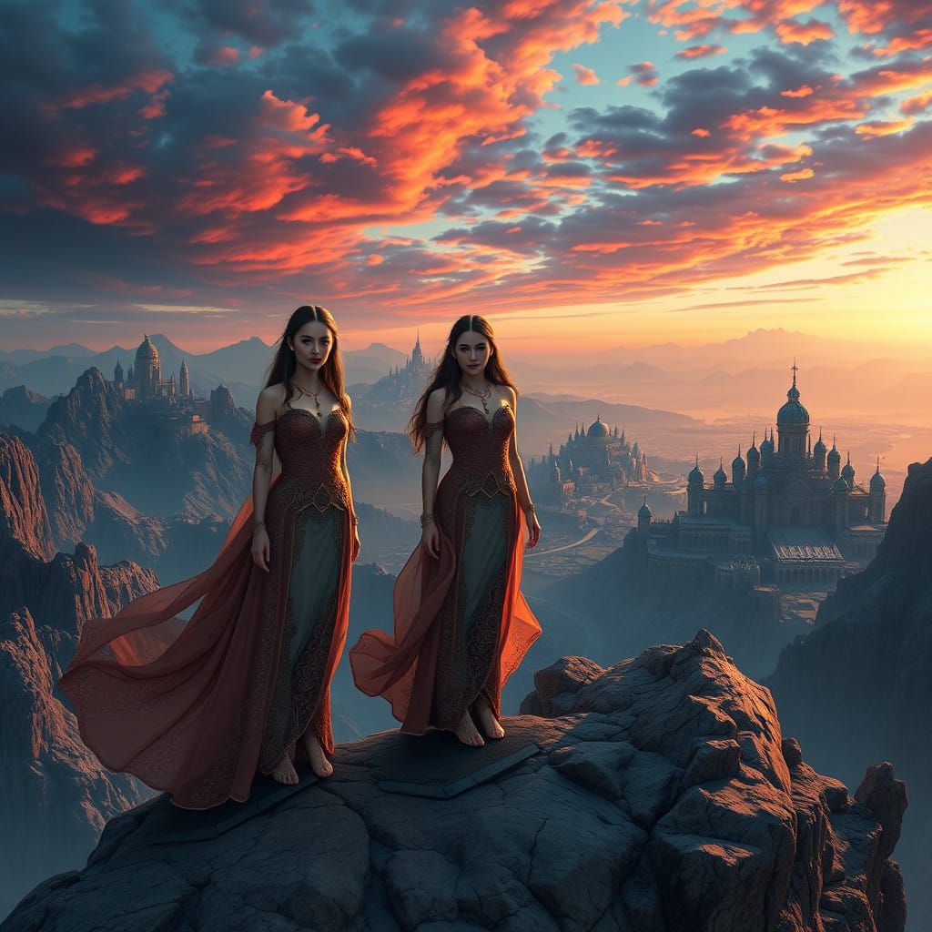 Giants' City in a Dreamlike Landscape with Red-Eyed Women