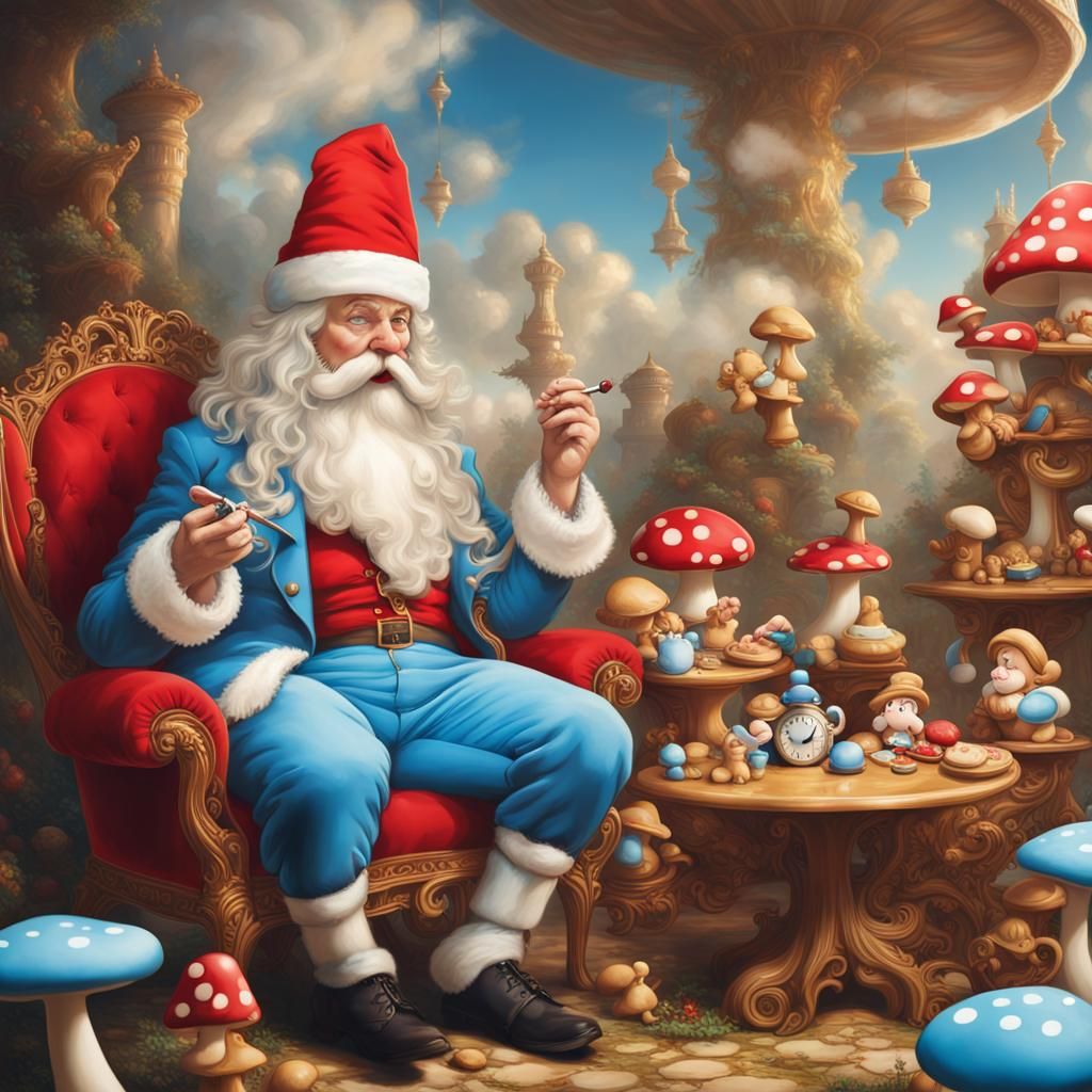 Wonderland Scene with Smurfs in Aureolin Color Palette