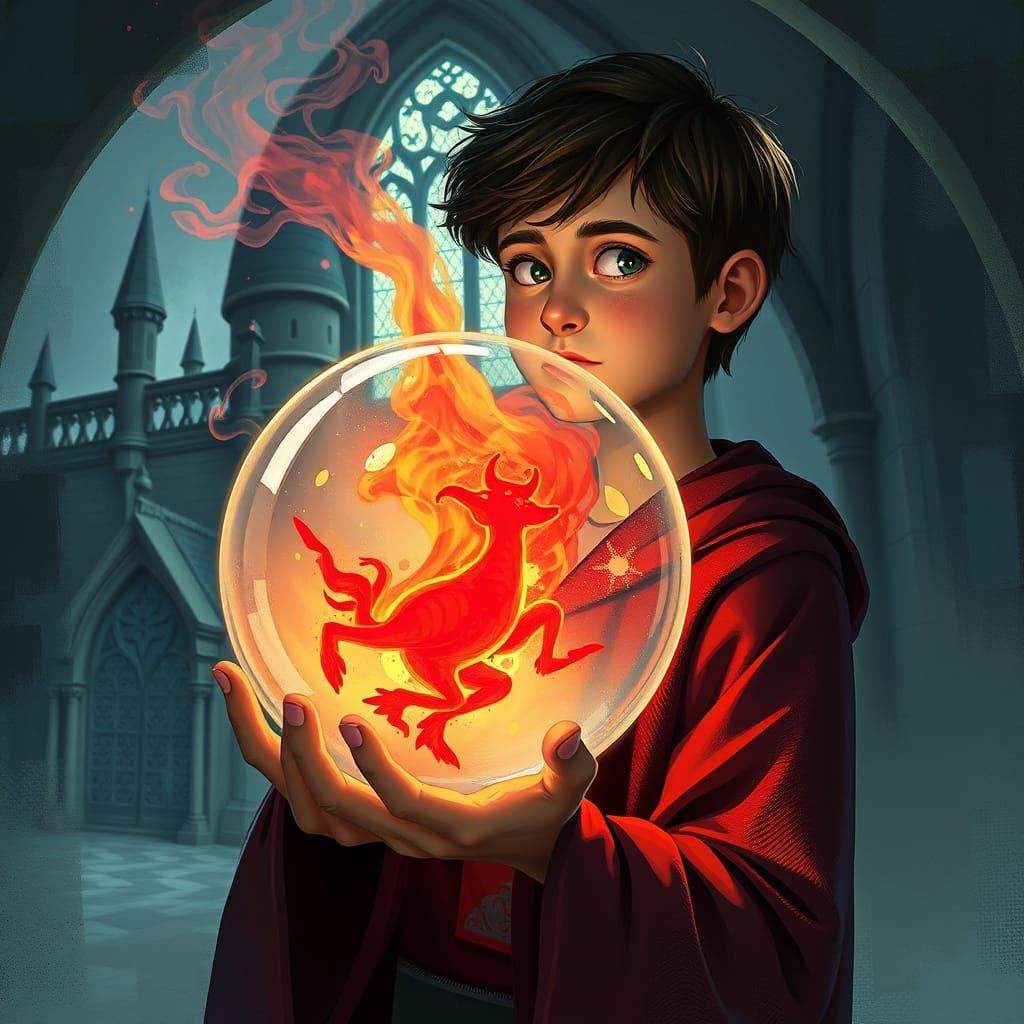 Neville Longbottom with Red Orb, Digital Matte Painting