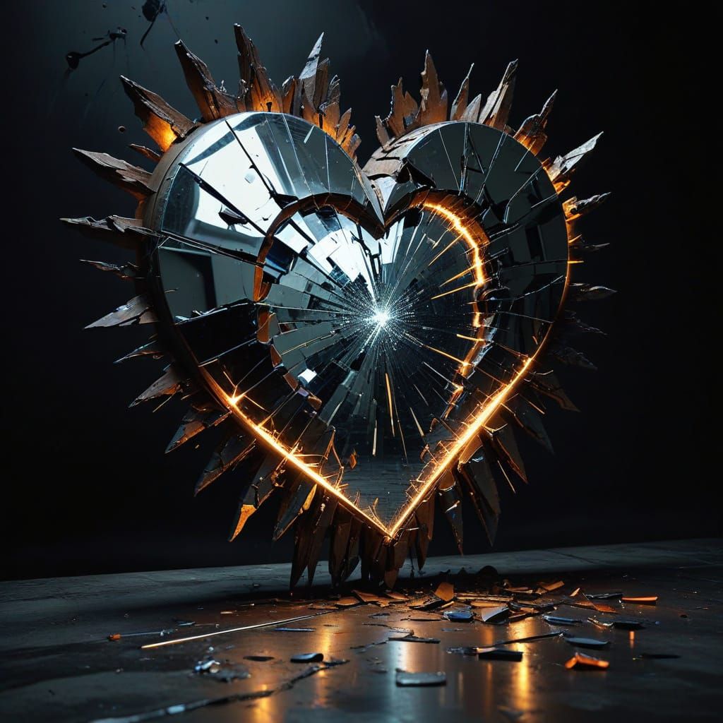 Shattered Mirror of Broken Love and Emotions