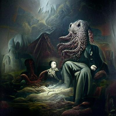Lovecraftian Horror Scene in Dark Fantasy Style