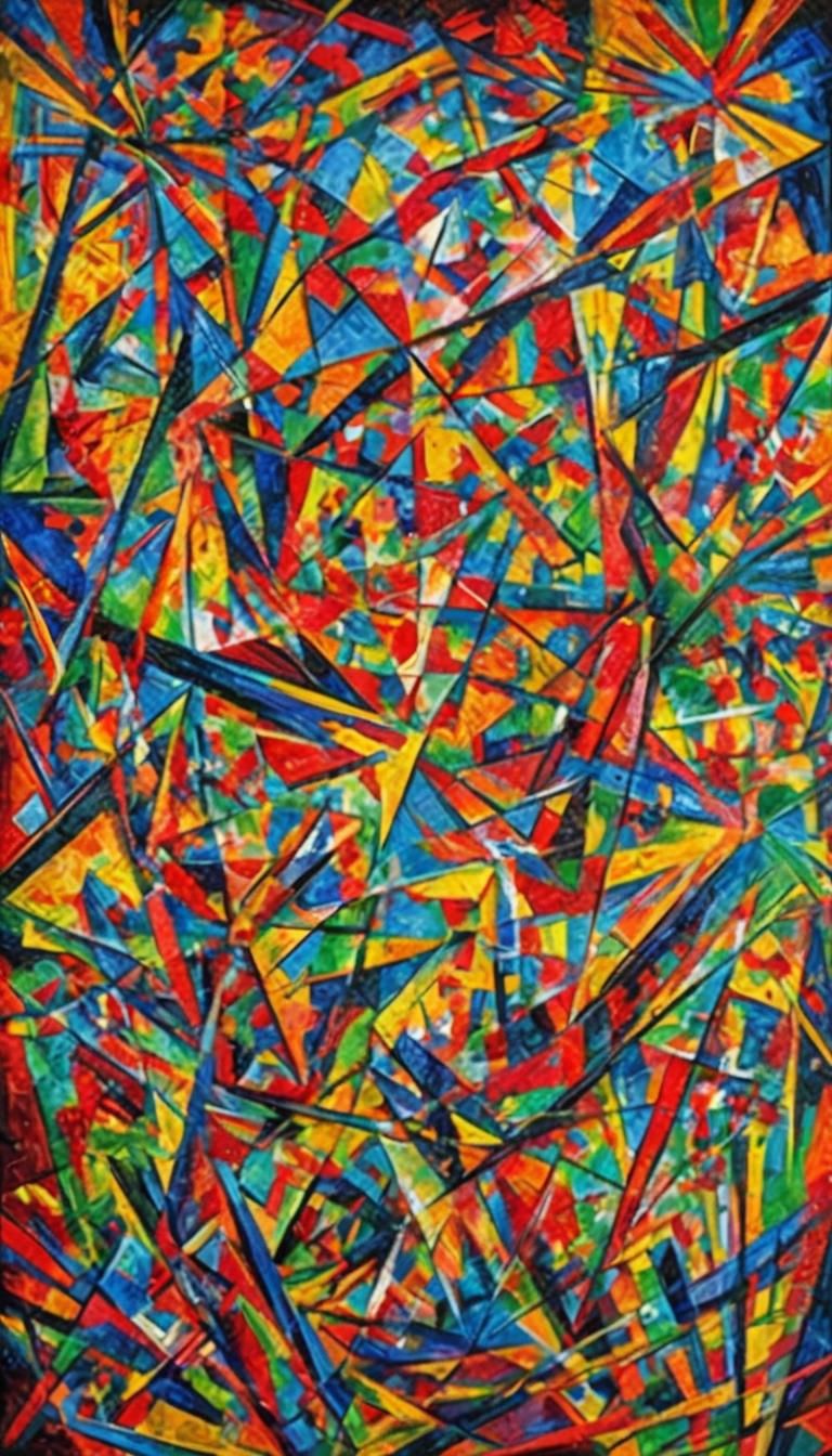 Colorful Geometric Fauvism in Cubist Art Deco Style