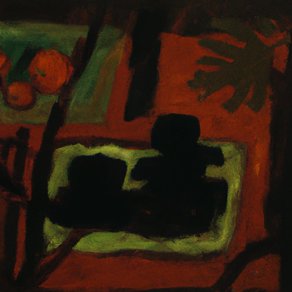 Night Forest Still Life in Impressionist Style