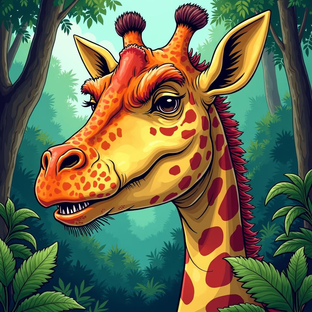 Giraffe T-Rex Hybrid in Watterson Style